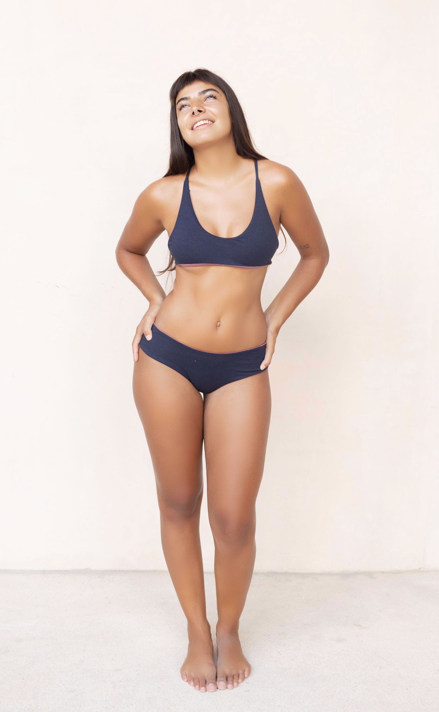Cheeky Shorts - Navy Blue, Rose