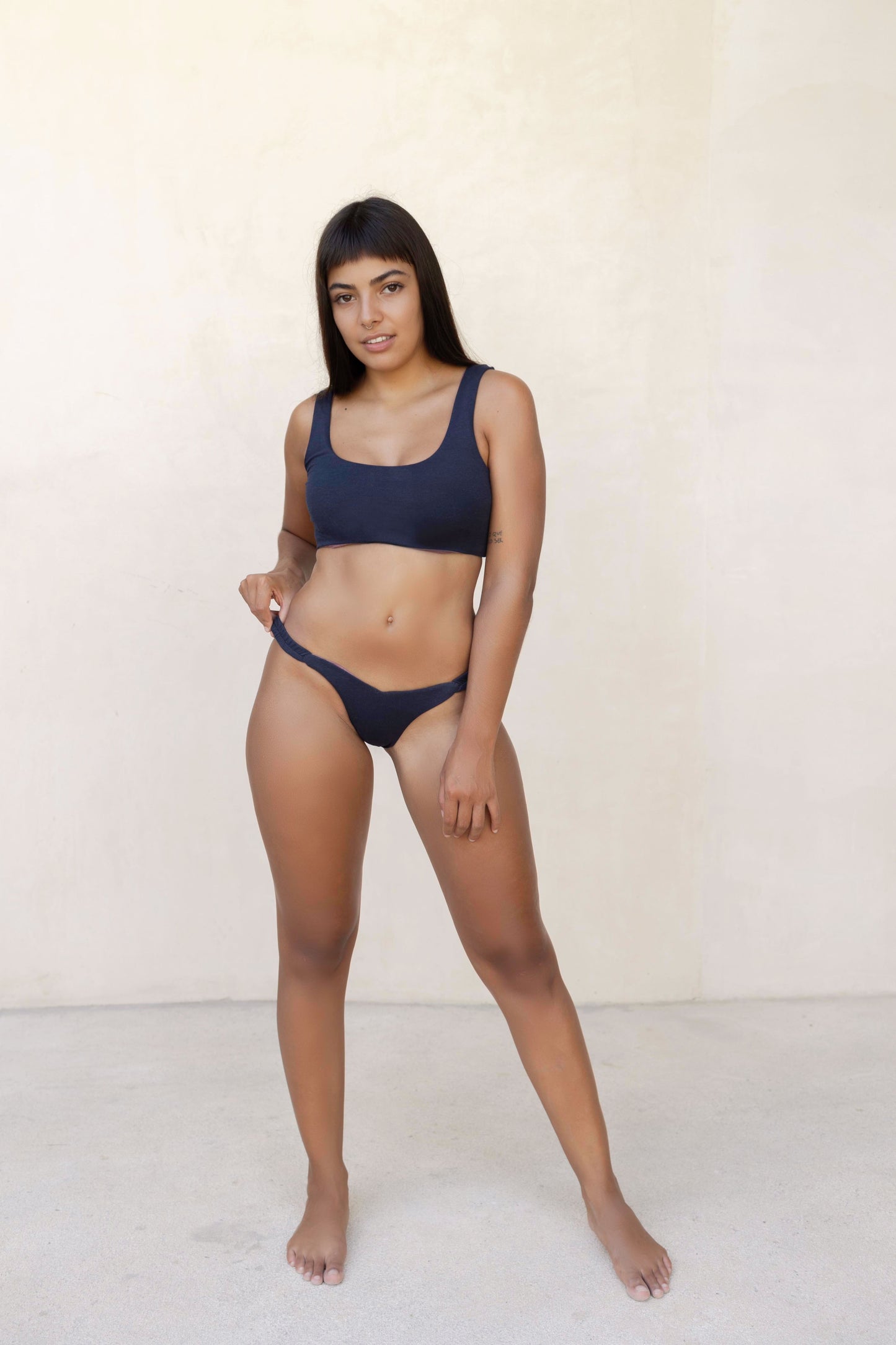 V Bottom - Navy Blue, Rose