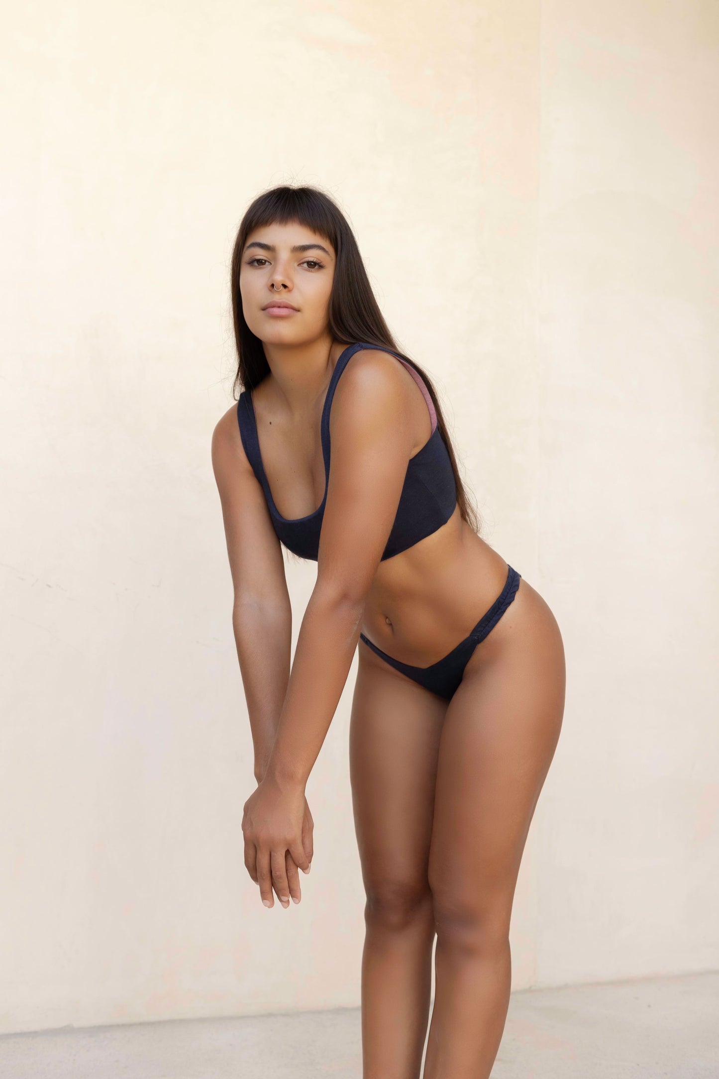 V Bottom - Navy Blue, Rose